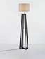 Preview: Nova Luce Stehleuchte Artis E27 Grau Schwarz Leinen Holz 165cm 9001082