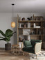 Preview: Nova Luce Pendelleuchte Asma E27 Natur Schwarz Stahl Rattan Ø20cm 9001114