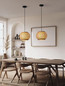 Preview: Nova Luce Pendelleuchte Asma E27 Natur Schwarz Stahl Rattan Ø30cm 9001115