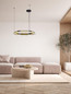 Preview: Nova Luce LED Pendelleuchte Apnea dimmbar 39W warmweiss 3000K Schwarz Gold Grau Glas Metall Ø72cm 9009132