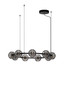 Preview: Nova Luce LED Pendelleuchte Las dimmbar 91W warmweiss 3000K Rauchgrau Schwarz Glas Metall Ø91cm 9009136