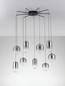 Preview: Nova Luce LED Pendelleuchte Aelia dimmbar 36W warmweiss 3000K Rauchgrau Schwarz Glas Metall Ø82cm 9009144