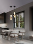 Preview: Nova Luce LED Pendelleuchte Oneta dimmbar 18W warmweiss 3000K Beige Schwarz Opal Glas Metall Ø20cm 9009156