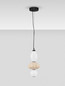 Preview: Nova Luce LED Pendelleuchte Oneta dimmbar 18W warmweiss 3000K Beige Schwarz Opal Glas Metall Ø20cm 9009156