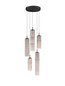 Preview: Nova Luce LED Pendelleuchte Sano dimmbar 15W warmweiss 3000K Mokka Schwarz Glas Metall Ø34cm 9009169