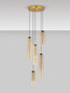 Preview: Nova Luce LED Pendelleuchte Sano dimmbar 15W warmweiss 3000K Cognac Gold Glas Metall Ø34cm 9009170