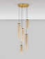 Preview: Nova Luce LED Pendelleuchte Sano dimmbar 15W warmweiss 3000K Cognac Gold Glas Metall Ø34cm 9009170