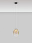 Preview: Nova Luce LED Pendelleuchte Oblo 3W warmweiss 3000K Bernstein Schwarz Glas Metall Ø16cm 9009173