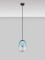 Preview: Nova Luce LED Pendelleuchte Oblo 3W warmweiss 3000K Hellblau Schwarz Glas Metall Ø16cm 9009175