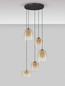 Preview: Nova Luce LED Pendelleuchte Oblo dimmbar 18W warmweiss 3000K Bernstein Schwarz Glas Metall Ø47cm 9009179