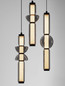 Preview: Nova Luce LED Pendelleuchte Ulon dimmbar 37W warmweiss 3000K Rauchgrau Schwarz Glas Metall Ø38cm 9009183