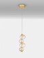 Preview: Nova Luce LED Pendelleuchte Leda dimmbar 15W warmweiss 3000K Bernstein Hellgold Glas Metall Ø16cm 9009184