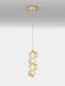 Preview: Nova Luce LED Pendelleuchte Leda dimmbar 15W warmweiss 3000K Bernstein Hellgold Glas Metall Ø16cm 9009184