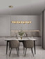 Preview: Nova Luce LED Pendelleuchte Leda dimmbar 30W warmweiss 3000K Bernstein Hellgold Glas Metall 97x16cm 9009186