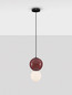 Preview: Nova Luce LED Pendelleuchte Noesis 6W warmweiss 3000K Bordeaux Schwarz Opal Glas Metall Ø18cm 9009195