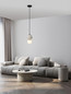 Preview: Nova Luce LED Pendelleuchte Noesis 4W warmweiss 3000K Hellgrau Schwarz Opal Glas Metall Ø15cm 9009198