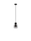 Preview: Nova Luce Pendelleuchte Blacu E27 Rauchgrau Schwarz Glas Metall Ø15cm 9009270