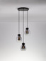 Preview: Nova Luce Pendelleuchte Blacu 3-flammig 3xE27 Rauchgrau Schwarz Glas Metall Ø32cm 9009271