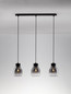 Preview: Nova Luce Pendelleuchte Blacu 3-flammig 3xE27 Rauchgrau Schwarz Glas Metall 75x15cm 9009272