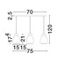 Preview: Nova Luce Pendelleuchte Blacu 3-flammig 3xE27 Rauchgrau Schwarz Glas Metall 75x15cm 9009272