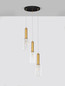 Preview: Nova Luce Pendelleuchte Certa 3-flammig 3xE27 Messinggold Schwarz Klar Glas Metall Ø30cm 9009274