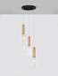 Preview: Nova Luce Pendelleuchte Certa 3-flammig 3xE27 Messinggold Schwarz Klar Glas Metall Ø30cm 9009274