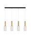 Preview: Nova Luce Pendelleuchte Certa 4-flammig 4xE27 Messinggold Schwarz Klar Glas Metall 90x12,5cm 9009275