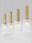 Preview: Nova Luce Pendelleuchte Certa 4-flammig 4xE27 Messinggold Schwarz Klar Glas Metall 90x12,5cm 9009275