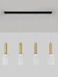 Preview: Nova Luce Pendelleuchte Certa 4-flammig 4xE27 Messinggold Schwarz Klar Glas Metall 90x12,5cm 9009275