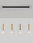 Preview: Nova Luce Pendelleuchte Certa 4-flammig 4xE27 Messinggold Schwarz Klar Glas Metall 90x12,5cm 9009275