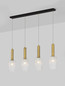 Preview: Nova Luce Pendelleuchte Certa 4-flammig 4xE27 Messinggold Schwarz Klar Glas Metall 90x12,5cm 9009275
