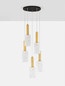 Preview: Nova Luce Pendelleuchte Certa 5-flammig 5xE27 Messinggold Schwarz Klar Glas Metall Ø35cm 9009276