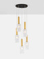 Preview: Nova Luce Pendelleuchte Certa 5-flammig 5xE27 Messinggold Schwarz Klar Glas Metall Ø35cm 9009276
