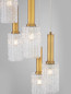 Preview: Nova Luce Pendelleuchte Certa 5-flammig 5xE27 Messinggold Schwarz Klar Glas Metall Ø35cm 9009276