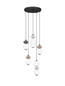 Preview: Nova Luce LED Pendelleuchte Pallina dimmbar 28W warmweiss 3000K Mehrfarbig Glas Metall Ø42cm 9009305
