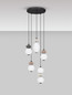 Preview: Nova Luce LED Pendelleuchte Pallina dimmbar 28W warmweiss 3000K Mehrfarbig Glas Metall Ø42cm 9009305
