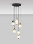 Preview: Nova Luce LED Pendelleuchte Pallina dimmbar 28W warmweiss 3000K Mehrfarbig Glas Metall Ø42cm 9009305