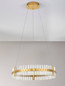 Preview: Nova Luce LED Pendelleuchte Kezo dimmbar 45W neutralweiss 3500K Platingold Glas Edelstahl Ø60cm 9019733