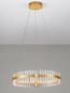 Preview: Nova Luce LED Pendelleuchte Kezo dimmbar 45W neutralweiss 3500K Platingold Glas Edelstahl Ø60cm 9019733
