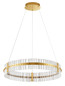 Preview: Nova Luce LED Pendelleuchte Kezo dimmbar 56W neutralweiss 3500K Platingold Glas Edelstahl Ø78cm 9019734