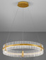 Preview: Nova Luce LED Pendelleuchte Kezo dimmbar 56W neutralweiss 3500K Platingold Glas Edelstahl Ø78cm 9019734