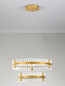 Preview: Nova Luce LED Pendelleuchte Kezo dimmbar 67W neutralweiss 3500K Platingold Glas Edelstahl Ø60cm 9019735