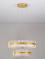 Preview: Nova Luce LED Pendelleuchte Kezo dimmbar 67W neutralweiss 3500K Platingold Glas Edelstahl Ø60cm 9019735