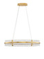 Preview: Nova Luce LED Pendelleuchte Kezo dimmbar 45W neutralweiss 3500K Platingold Glas Edelstahl 90x28cm 9019736
