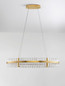 Preview: Nova Luce LED Pendelleuchte Kezo dimmbar 45W neutralweiss 3500K Platingold Glas Edelstahl 90x28cm 9019736