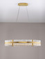 Preview: Nova Luce LED Pendelleuchte Kezo dimmbar 45W neutralweiss 3500K Platingold Glas Edelstahl 90x28cm 9019736