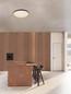 Preview: Nova Luce LED Deckenleuchte Vomos dimmbar 55W CCT warm-/neutralweiss 2700/3000/4000K Schwarz Holz Aluminium Metall Ø60cm 9030517
