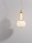 Preview: Nova Luce LED Pendelleuchte Movil dimmbar 18W warmweiss 3000K Opal Platingold Glas Metall Ø17cm 9030538