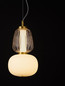 Preview: Nova Luce LED Pendelleuchte Movil dimmbar 18W warmweiss 3000K Opal Platingold Glas Metall Ø17cm 9030538