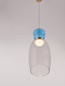 Preview: Nova Luce LED Pendelleuchte Pluma 5W warmweiss 3000K Hellblau Rauchgrau Gold Glas Metall Ø15cm 9030547